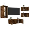 Image de vidaXL Unités murales TV avec LED 5 pcs chêne fumé bois d'ingénierie3216829
