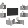 Image de vidaXL Vidaxl Meuble Tv Muraux 5 Pcs Avec Lumières Led Sonoma Gris