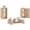 Image de vidaXL Meuble TV muraux 3 pcs avec lumières LED chêne sonoma3216876
