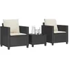 Image de vidaXL Vidaxl Ensemble De Bistro 3 Pcs Avec Coussins Noir Résine Tressée