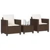 Image de vidaXL Ensemble de bistro 3 pcs avec coussins marron résine tressée4003897