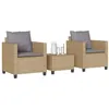 Image de vidaXL Ensemble de bistro 3 pcs avec coussins beige résine tressée4003899