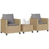 Image de Vidaxl Ensemble De Bistro 3 Pcs Avec Coussins Beige RÃ©sine TressÃ©e