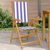 Image de Vidaxl Chaises De Jardin Lot De 2 Bleu/Blanc Bois Acacia Massif Tissu