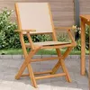 Image de vidaXL Chaises de jardin lot de 2 beige bois d'acacia massif et tissu