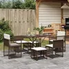 Image de vidaXL Ensemble à manger de jardin et coussins 7 pcs marron rotin