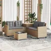 Image de vidaXL Canapé de jardin avec table et coussins en forme de L beige