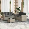 Image de vidaXL Canapé de jardin et table et coussins en forme de L gris clair369032
