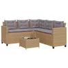 Image de vidaXL Canapé de jardin avec table et coussins en forme de L beige