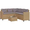 Image de vidaXL Vidaxl Canapé De Jardin Avec Table Et Coussins En Forme De L Beige
