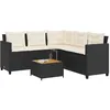 Image de vidaXL Canapé de jardin avec table et coussins en forme de L noir