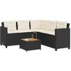 Image de vidaXL Vidaxl Canapé De Jardin Avec Table Et Coussins En Forme De L Noir