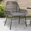 Image de vidaXL Chaises de jardin lot de 2 avec coussins gris résine tressée369097