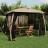 Image de vidaXL Tonnelle avec double toit et parois en filet taupe acier