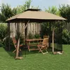 Image de vidaXL Tonnelle avec double toit et parois en filet taupe acier