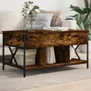 Image de Vidaxl Table Basse ChÃªne FumÃ© 100x55x50 Cm Bois D'ingÃ©nierie Et MÃ©tal