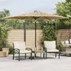 Image de vidaXL Parasol de jardin avec LED et mât en acier marron 288x288x225cm