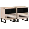 Image de vidaXL Tables de chevet 2 pcs 40x34x46 cm bois manguier massif blanchi377473