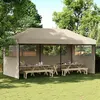 Image de vidaXL Tente de réception pliable escamotable 3 parois latérales taupe