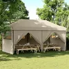 Image de vidaXL Tente de réception pliable escamotable 4 parois latérales taupe