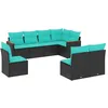 Image de Vidaxl Salon De Jardin 8 Pcs Avec Coussins Noir RÃ©sine TressÃ©e