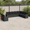 Image de Vidaxl Salon De Jardin 10 Pcs Avec Coussins Noir RÃ©sine TressÃ©e