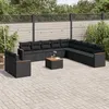 Image de Vidaxl Salon De Jardin 12 Pcs Avec Coussins Noir RÃ©sine TressÃ©e