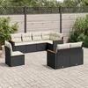 Image de vidaXL Salon de jardin 8 pcs avec coussins noir résine tressée