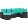 Image de Vidaxl Salon De Jardin 6 Pcs Avec Coussins Noir RÃ©sine TressÃ©e