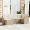 Image de vidaXL Salon de jardin avec coussins 6 pcs beige résine tressée
