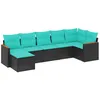 Image de Vidaxl Salon De Jardin 7 Pcs Avec Coussins Noir RÃ©sine TressÃ©e