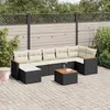 Image de vidaXL Salon de jardin 8 pcs avec coussins noir résine tressée