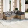 Image de Vidaxl Salon De Jardin Avec Coussins 7pcs MÃ©lange Beige RÃ©sine TressÃ©e