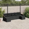 Image de Vidaxl Salon De Jardin 7 Pcs Avec Coussins Noir RÃ©sine TressÃ©e