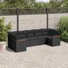 Image de Vidaxl Salon De Jardin 7 Pcs Avec Coussins Noir RÃ©sine TressÃ©e