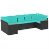 Image de Vidaxl Salon De Jardin 7 Pcs Avec Coussins Noir RÃ©sine TressÃ©e