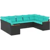 Image de Vidaxl Salon De Jardin 9 Pcs Avec Coussins Noir RÃ©sine TressÃ©e
