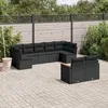 Image de Vidaxl Salon De Jardin 9 Pcs Avec Coussins Noir RÃ©sine TressÃ©e