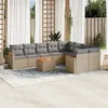 Image de Vidaxl Salon De Jardin Et Coussins 10 Pcs MÃ©lange Beige RÃ©sine TressÃ©e