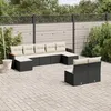 Image de Vidaxl Salon De Jardin 9 Pcs Avec Coussins Noir RÃ©sine TressÃ©e