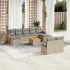 Image de Vidaxl Salon De Jardin Et Coussins 10 Pcs MÃ©lange Beige RÃ©sine TressÃ©e