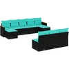 Image de Vidaxl Salon De Jardin 10 Pcs Avec Coussins Noir RÃ©sine TressÃ©e