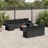 Image de vidaXL Salon de jardin 11 pcs avec coussins noir résine tressée