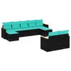 Image de Vidaxl Salon De Jardin 9 Pcs Avec Coussins Noir RÃ©sine TressÃ©e