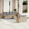 Image de vidaXL Vidaxl Salon De Jardin Et Coussins 10 Pcs Mélange Beige Résine Tressée