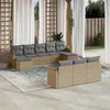 Image de Vidaxl Salon De Jardin Et Coussins 10 Pcs MÃ©lange Beige RÃ©sine TressÃ©e