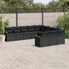 Image de Vidaxl Salon De Jardin 11 Pcs Avec Coussins Noir RÃ©sine TressÃ©e