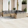 Image de vidaXL Vidaxl Salon De Jardin Et Coussins 12 Pcs Mélange Beige Résine Tressée