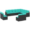 Image de vidaXL Vidaxl Salon De Jardin Avec Coussins 12 Pcs Noir Résine Tressée