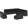 Image de Vidaxl Salon De Jardin Avec Coussins 13 Pcs Noir RÃ©sine TressÃ©e